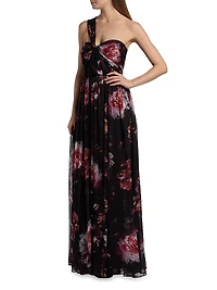 Lina Asymmetric Chiffon Gown
