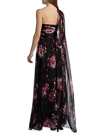 Lina Asymmetric Chiffon Gown