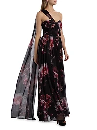 Lina Asymmetric Chiffon Gown