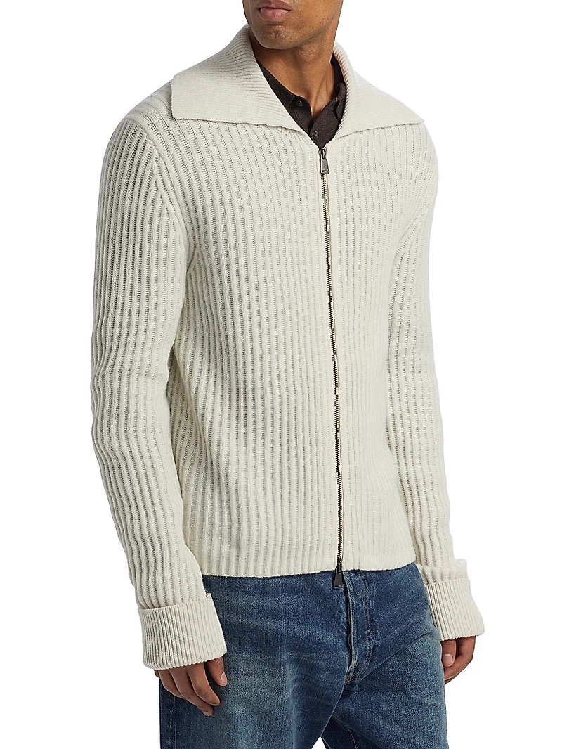 Geoff Stretch-Cashmere Full-Zip Jacket