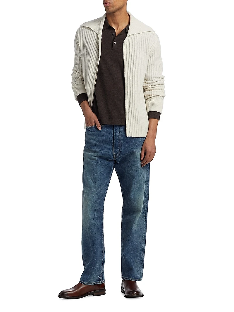 Geoff Stretch-Cashmere Full-Zip Jacket