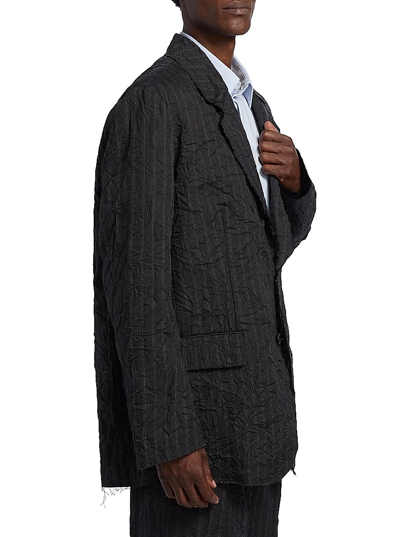 Oliver Striped Textured Oversized Boxy Blazer