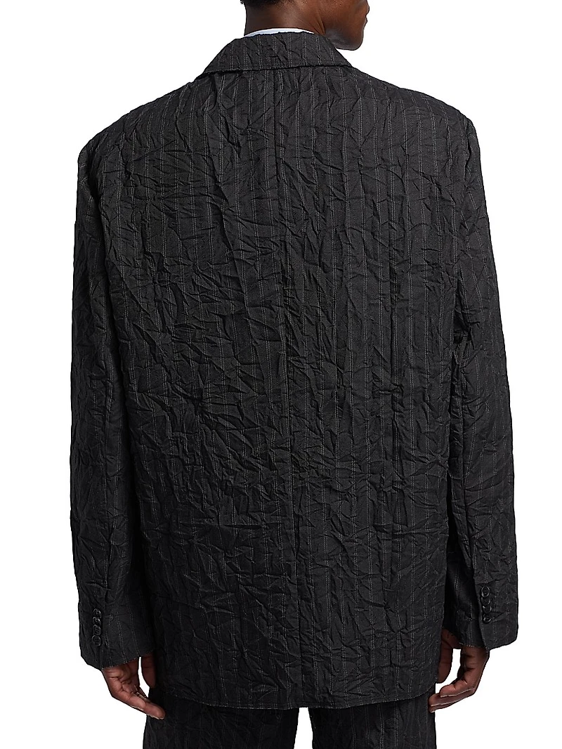 Oliver Striped Textured Oversized Boxy Blazer