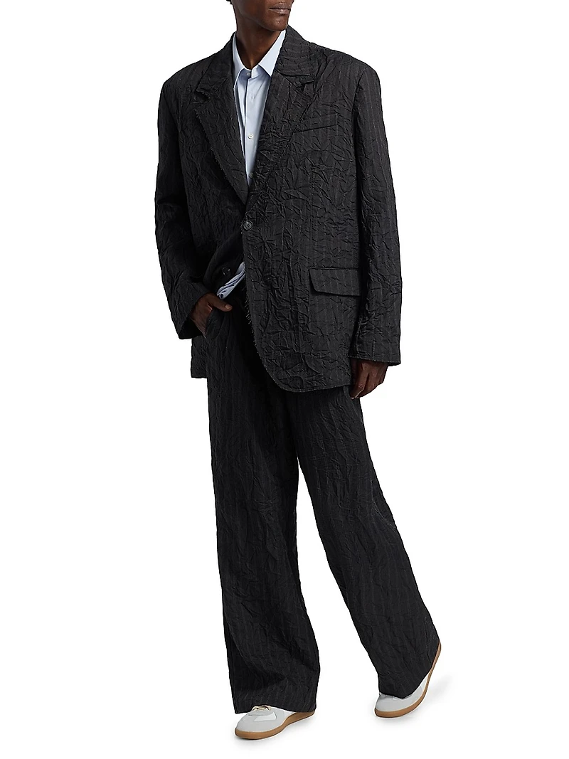 Oliver Striped Textured Oversized Boxy Blazer