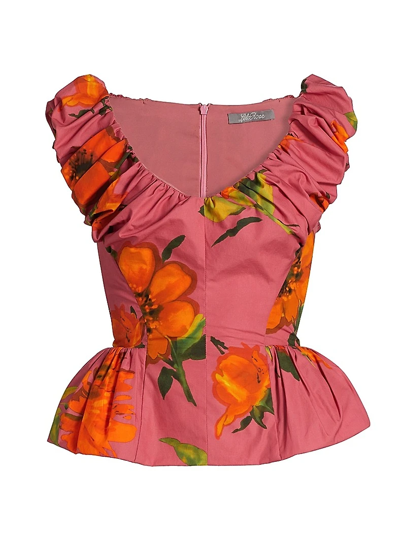 Floral Poplin Peplum Top