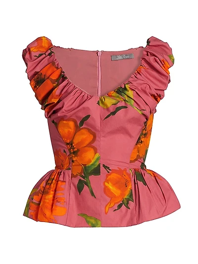 Floral Poplin Peplum Top