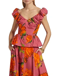 Floral Poplin Peplum Top
