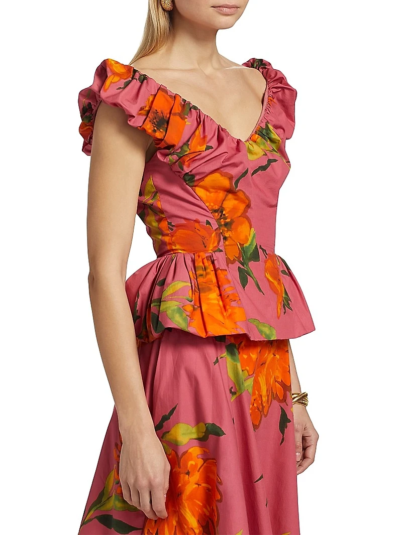 Floral Poplin Peplum Top