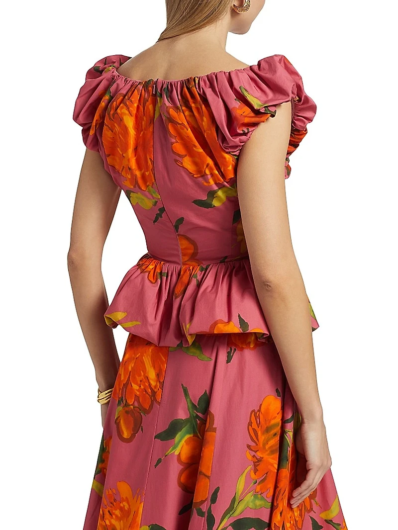 Floral Poplin Peplum Top
