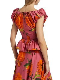 Floral Poplin Peplum Top