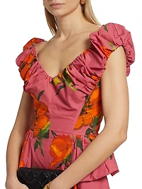 Floral Poplin Peplum Top