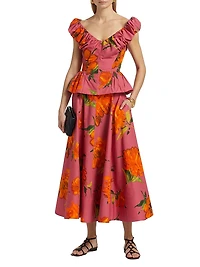 Floral Poplin Peplum Top