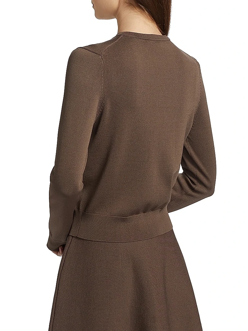 Embroidered Crewneck Cardigan