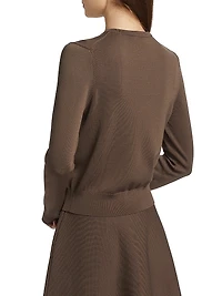 Embroidered Crewneck Cardigan