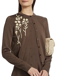 Embroidered Crewneck Cardigan