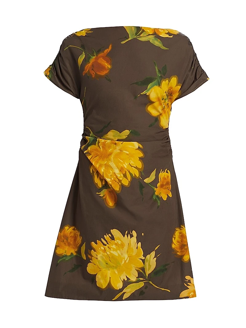 Floral Ruched Cotton Minidress