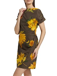 Floral Ruched Cotton Minidress