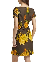 Floral Ruched Cotton Minidress
