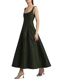 Ribbed Satin Fit & Flare Dress