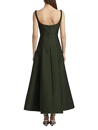 Ribbed Satin Fit & Flare Dress