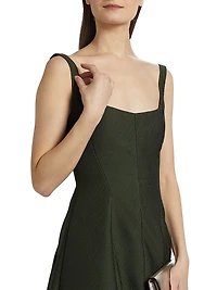 Ribbed Satin Fit & Flare Dress