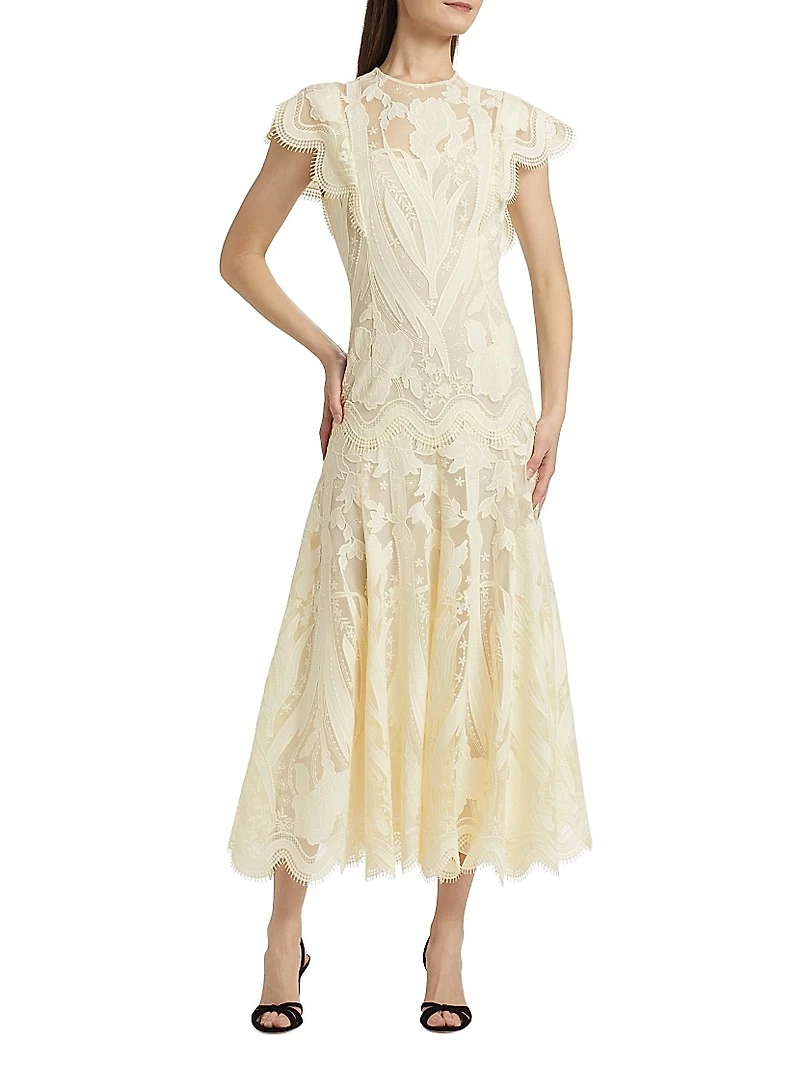 Tulle Lace A-Line Maxi Dress