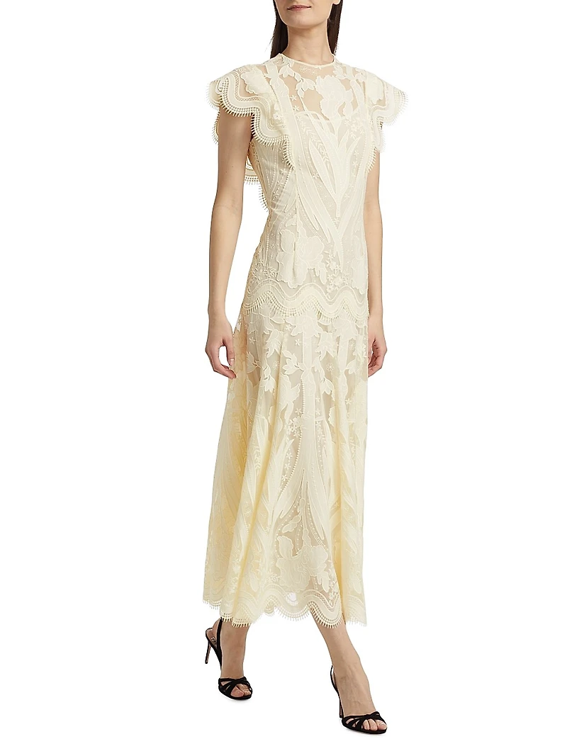 Tulle Lace A-Line Maxi Dress