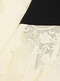 Pieced Crepe & Lace Maxi Dress