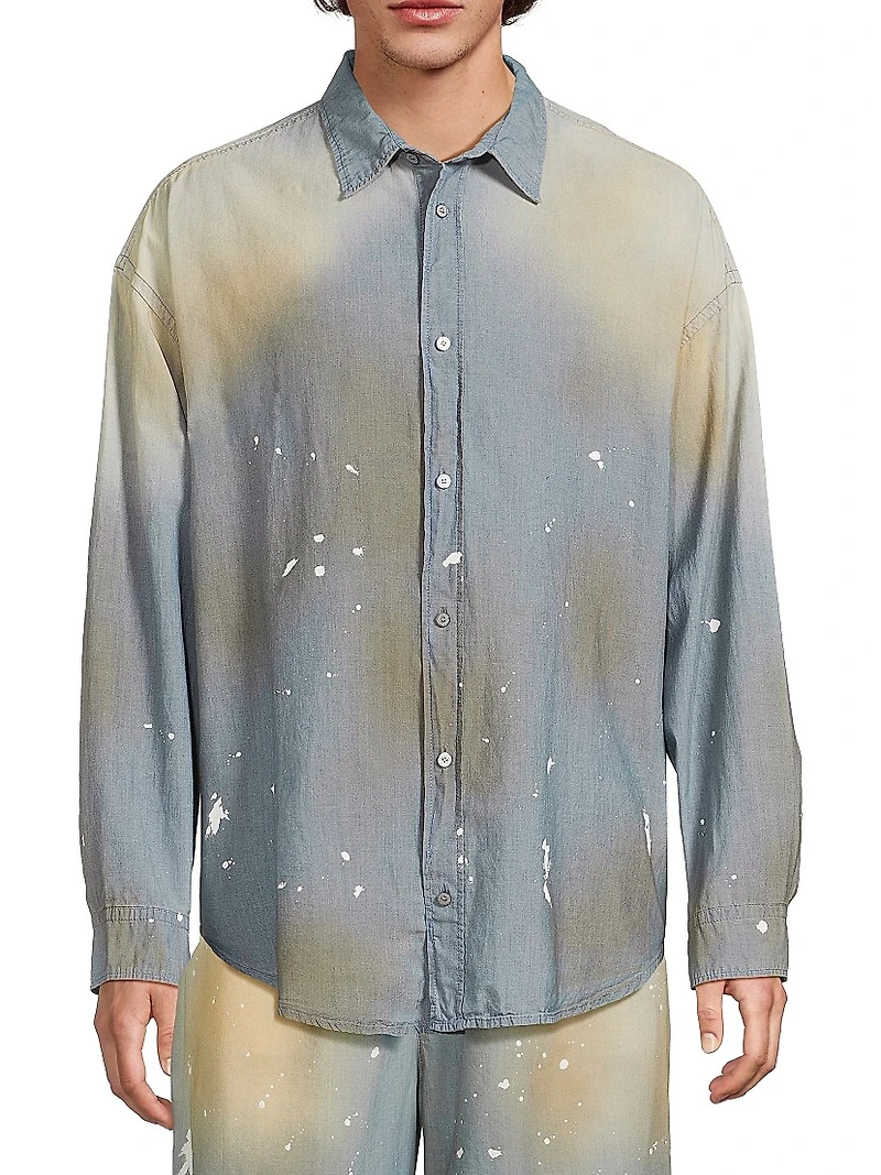 Setar Cotton Chambray Button-Front Shirt