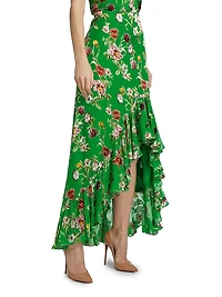 Soraya Floral Ruffle-Trim Skirt