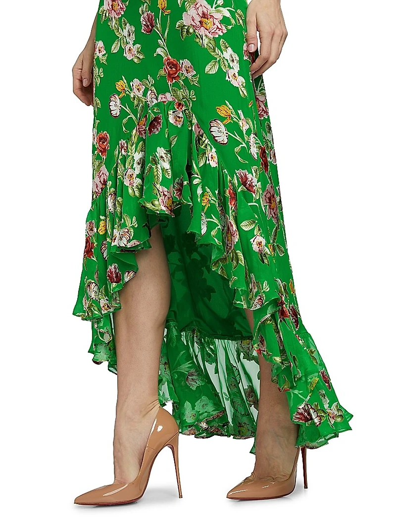 Soraya Floral Ruffle-Trim Skirt