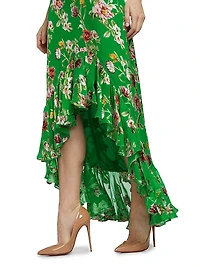 Soraya Floral Ruffle-Trim Skirt