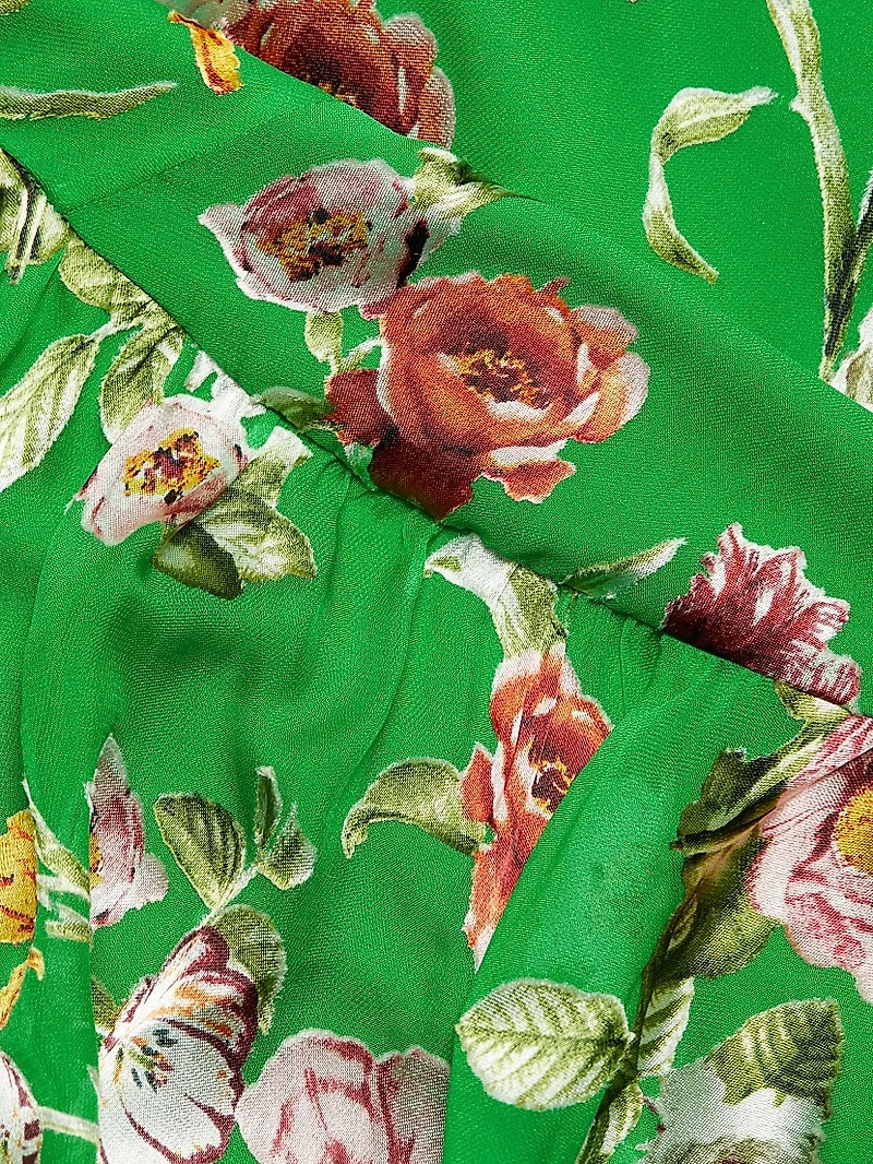 Soraya Floral Ruffle-Trim Skirt