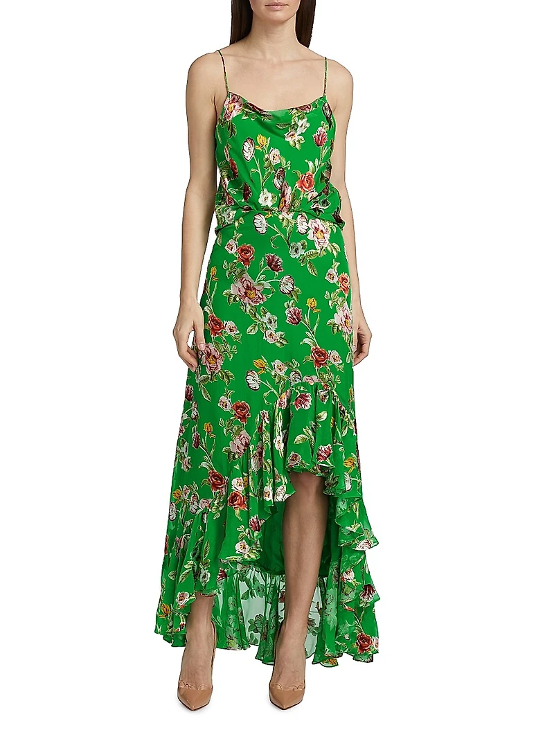 Soraya Floral Ruffle-Trim Skirt