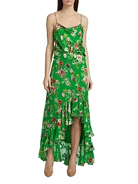 Soraya Floral Ruffle-Trim Skirt
