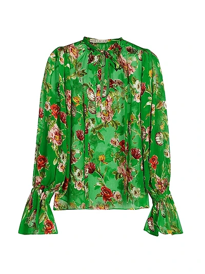 Moranne Silk-Blend Floral Blouse