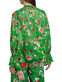 Moranne Silk-Blend Floral Blouse