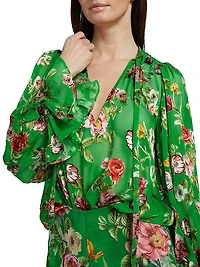 Moranne Silk-Blend Floral Blouse