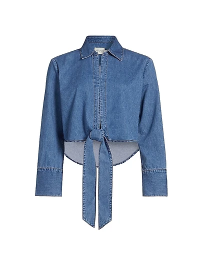 Hannon Chambray Tie-Front Top