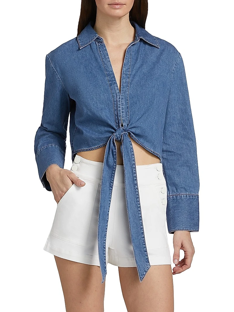 Hannon Chambray Tie-Front Top