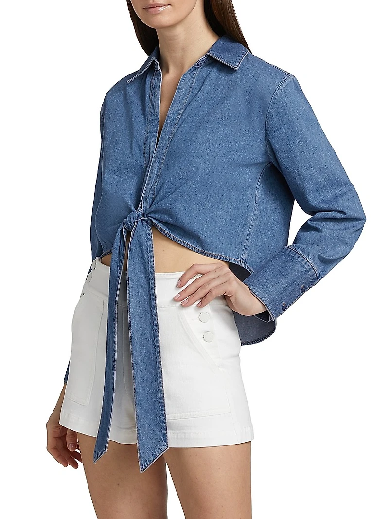 Hannon Chambray Tie-Front Top