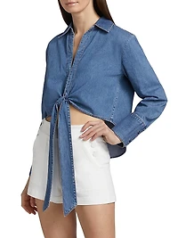 Hannon Chambray Tie-Front Top