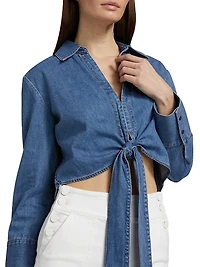Hannon Chambray Tie-Front Top