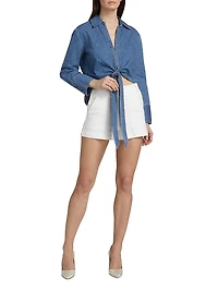 Hannon Chambray Tie-Front Top