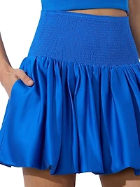 Arden Smocked-Waist Miniskirt