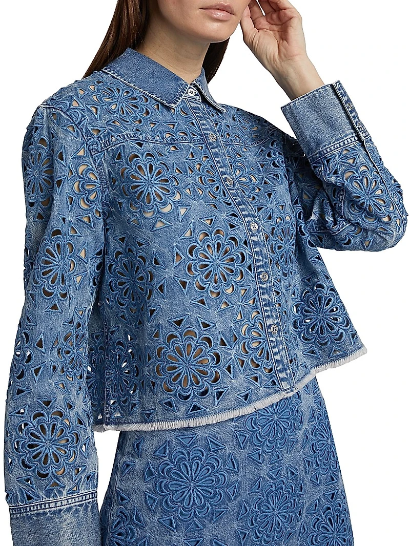 Finely Cropped Oversized Denim Shirt