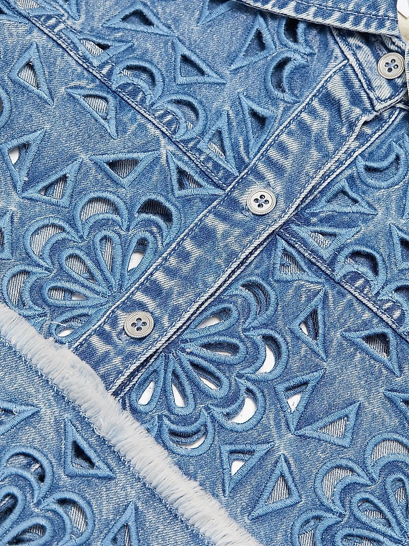 Finely Cropped Oversized Denim Shirt