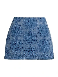 Rubi Lasercut Denim Miniskirt