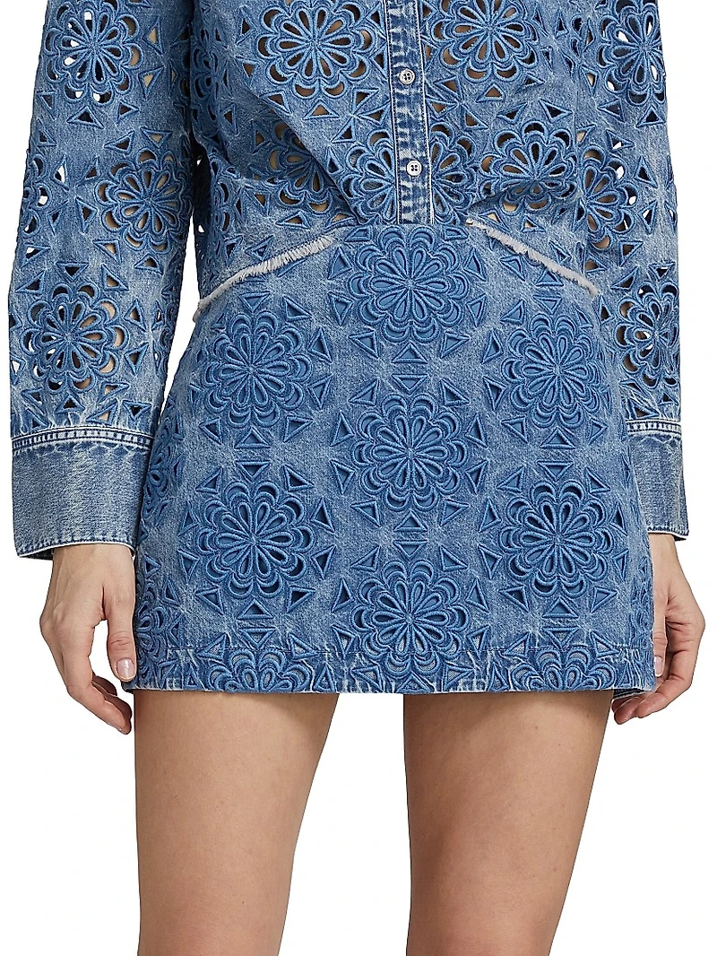 Rubi Lasercut Denim Miniskirt