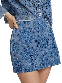 Rubi Lasercut Denim Miniskirt